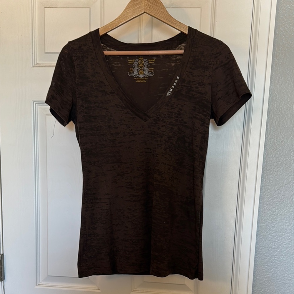 Lange Brown Fitted Short Sleeve Tee